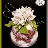 woman gardenia cake