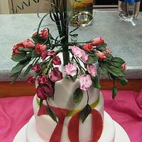 70th Birthday Cake with Sugarcraft Flowers