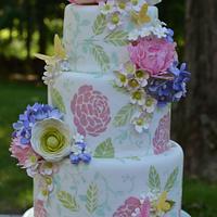 Garden wedding cake