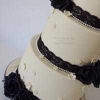 Ivory & Black lace and pearls