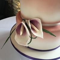 Calla Lily and Copper Lustre wedding cake 