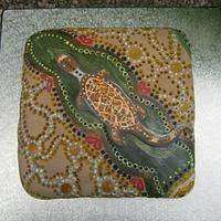 Hand painted 'Aboriginal dot print' inspired Cake