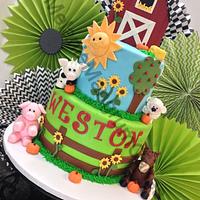 Farm themed baby shower cake