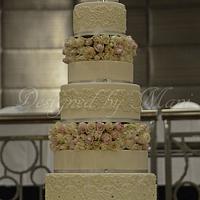 lace work wedding cake