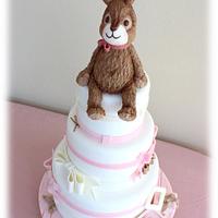 Soft soft bunny christening cake