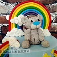 Flynn - Rainbows, bears and blocks. Naming Day Cake