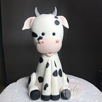 baby cow engagement cake