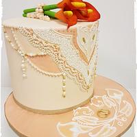 Calla Lily and Beaded Mehndi inspired wedding cake
