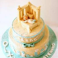 Ivory&Seagreen  Christening Cake