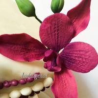 Fuchsia orchids and beads