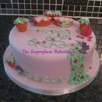 Pink Garden Themed Cake