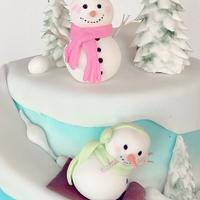 Snow man themed cake 
