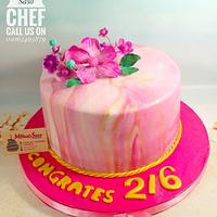 Marble pink and gold cake