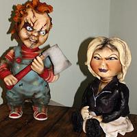 Chucky and his Bride sculpted cake