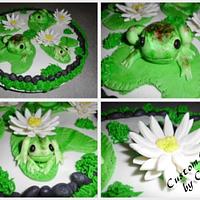 Hand painted Froggie Cookie Cake