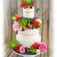 Floral and dot cake