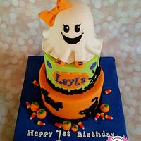 Halloween Ghost First Birthday Cake