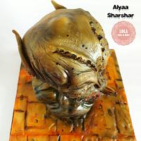 Alien sculptured cake