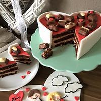 Valentinesday love chocolate cake
