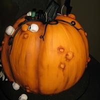 scary pumpkin birthday cake