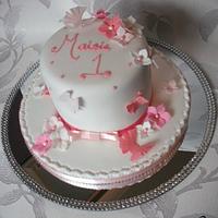 Girly butterly birthday cake