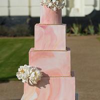 Blush Marble Wedding Cake 