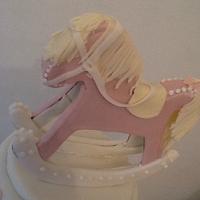 Tickety Boo - rocking horse ruffles christening cake
