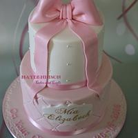 Pretty Pink Christening Cake