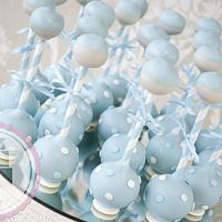 Blue Baby Rattle Cake Pops by Windsor Cake Studio