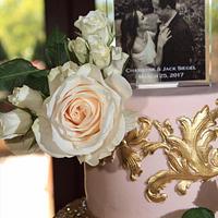 Regal Blush & Gold Wedding Cake
