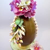 Easter egg decorated with sugar flowers