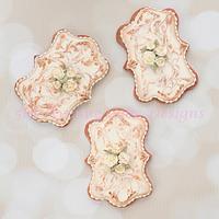 Royal Icing Antique Marbled Cookies with a Piped Roses Spray