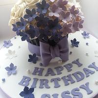 Lilac, purple and cream flowered Giant Cupcake 