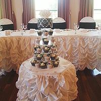 Simple wedding cake and cupcakes
