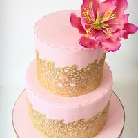 Pink n Gold Wedding Cake