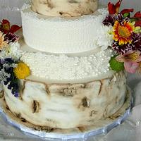 Wedding cake with live flowers