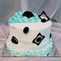 Elegant white&blue frames cake