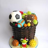 Toy storage cake....mostly balls 