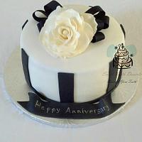 Black and Cream Wedding Anniversary Cake