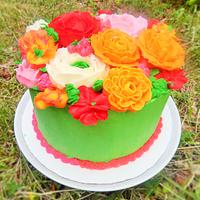 buttercream floral mothers day cake