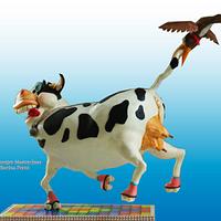 Funky cow gravity defying cake