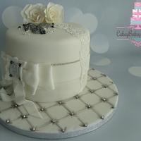 White Vintage Birthday Cake