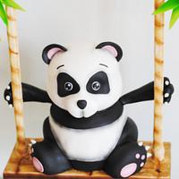 Gravity defying panda cake