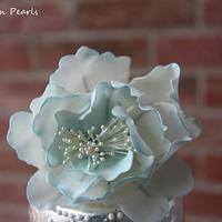 Silver leaf and big peony flower