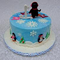 Penguin First Birthday Cake
