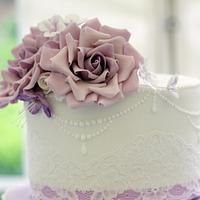 Ombre ruffle wedding cake