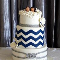 Chevron wedding cake