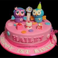 Hootabelle and Hoot 1st Birthday Cake