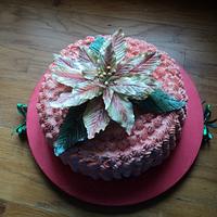 Christmas Cheesecake with poinsettia