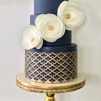 Navy Gold Birthday Cake